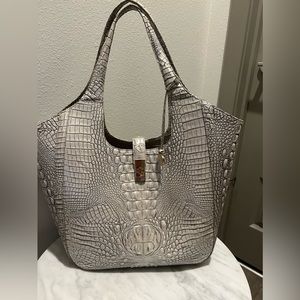 Brahmin Cream Leather Tote